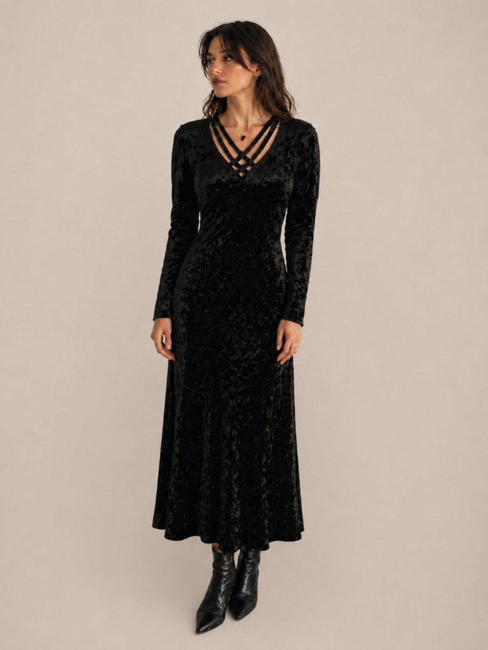 BRETT ALIXANDER Vintage 90s Velvet Dress, Size 8